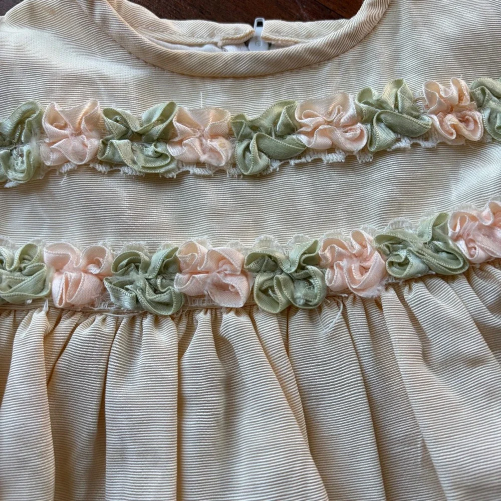 Sylvia‎ Whyte Saks Fifth Avenue Vintage Baby Girl Yellow Rosette Dress 12M